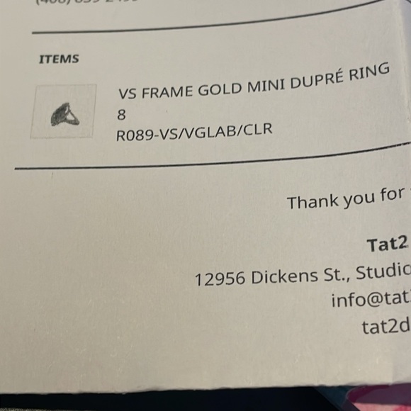 TAT2 Designs VS Frame Mini Dupre Ring Sterling Silver Plated - Picture 10 of 10